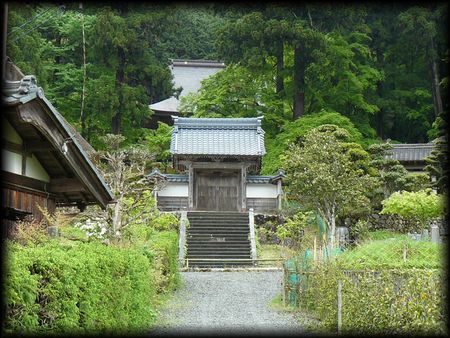 萬徳寺参道先に見える山門を撮影した画像